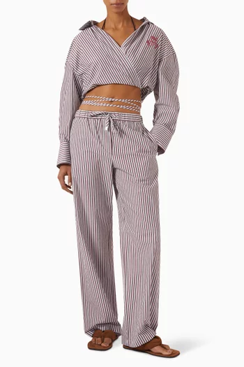Striped Wide-leg Pants in Cotton