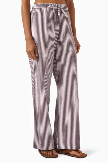 Striped Wide-leg Pants in Cotton