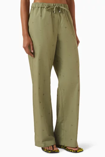 Embroidered Pants in Cotton Blend