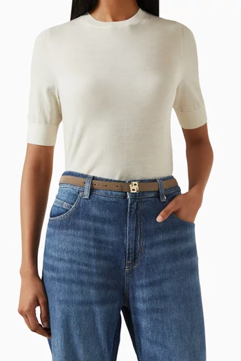 B Icon Reversible Belt in Leather