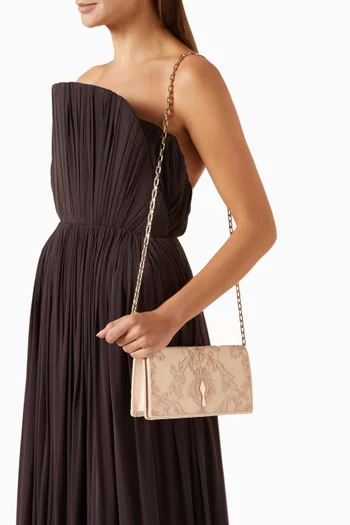 Bettina Clutch in Crepe Satin & Chantilly Lace