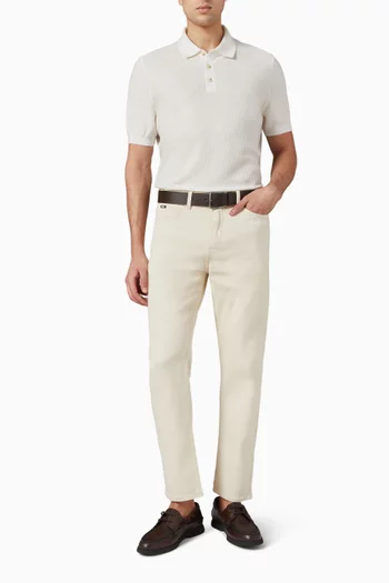 Structured Knit Polo Shirt in Cotton-blend
