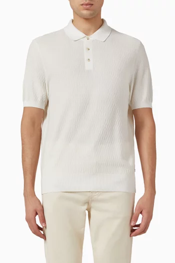 Structured Knit Polo Shirt in Cotton-blend