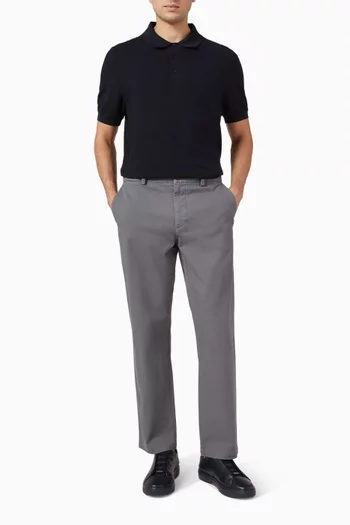 Structured Knit Polo Shirt in Cotton-blend