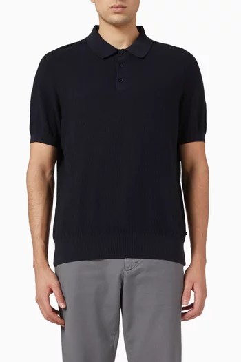 Structured Knit Polo Shirt in Cotton-blend