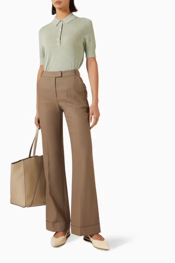 Flared-leg Pants in Gabardine