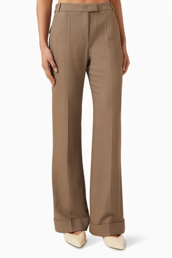 Flared-leg Pants in Gabardine