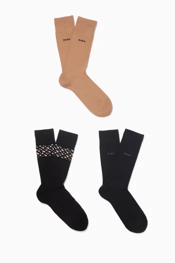 Logo Socks in Cotton-blend, Set of 3