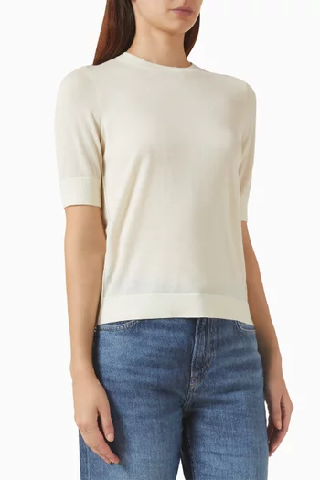 Short-sleeved Sweater in Merino Wool