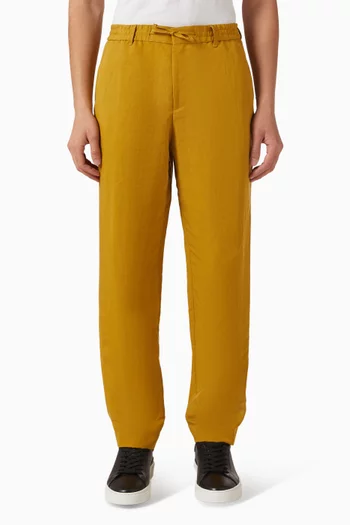 Tapered Fit Pants in Linen-blend
