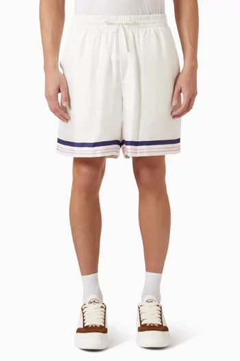 Monogram-print Shorts in Silk Twill