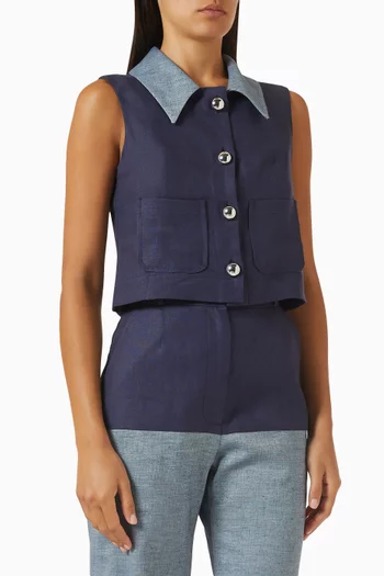 Collared Vest in Linen