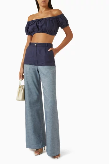 Bubble Crop Top in Linen