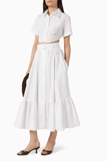 Button-down Midi Skirt in Cotton