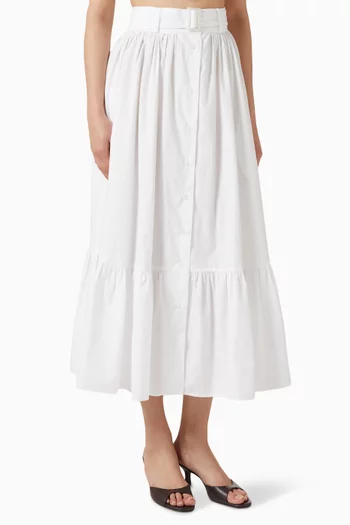 Button-down Midi Skirt in Cotton