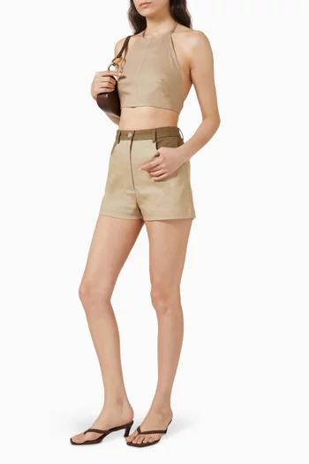 High-waist Combo Shorts in Denim