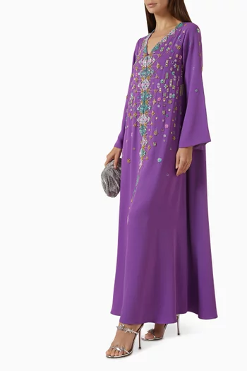 Bead-embroidered Dress in Crepe