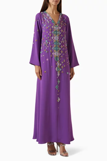 Bead-embroidered Dress in Crepe