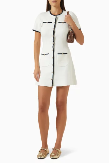 Contrast-trim Knit Mini Dress