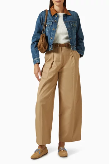 Bavin Leather-collar Jacket in Denim