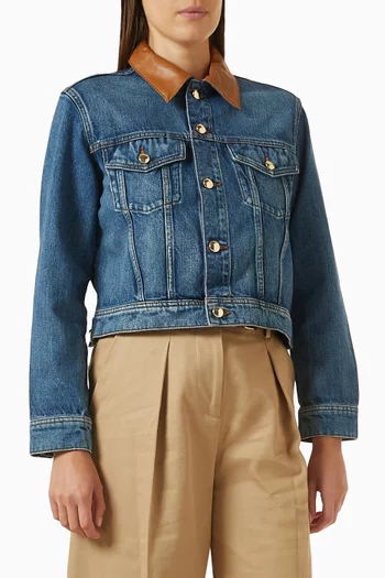 Bavin Leather-collar Jacket in Denim