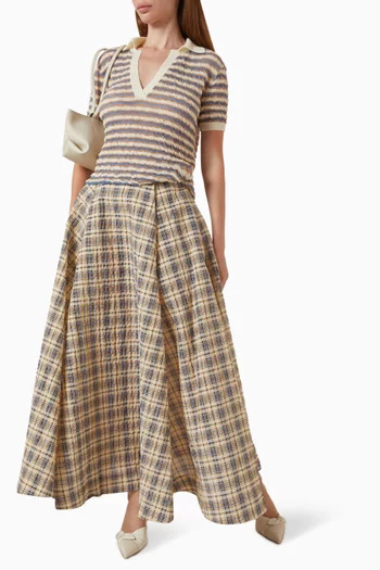 Kennedy Midi Skirt in Seersucker