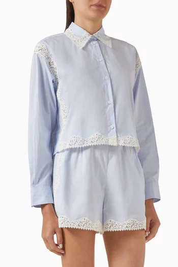 Gaia Lace Cropped Shirt in Cotton