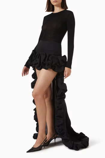 Bubble Cascade Maxi Skirt in Silk Gazar