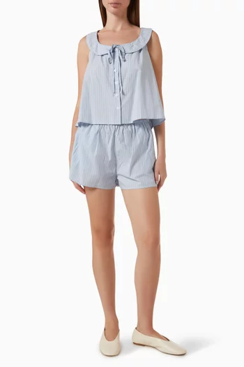Round Collar Top & Shorts Set
