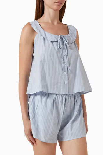 Round Collar Top & Shorts Set