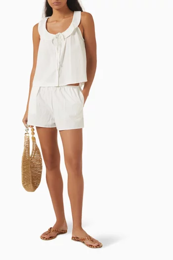 Round Collar Top & Shorts Set