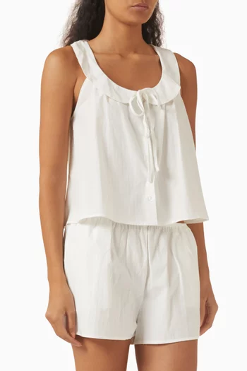 Round Collar Top & Shorts Set