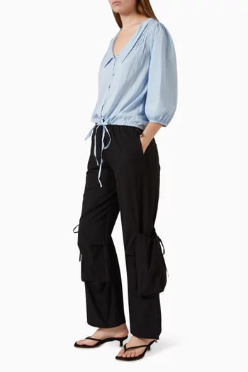 Drawcord Pocket Wide-leg Pants in Organic-cotton