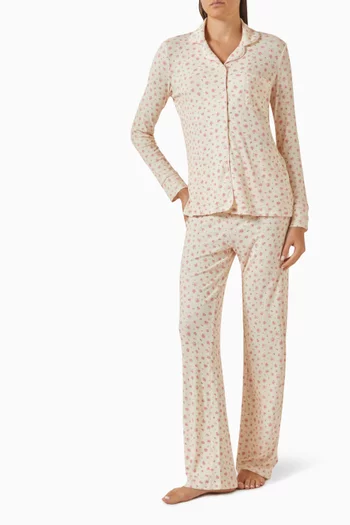 Stretch Ribbed Pyjama Set in Stretch-modal