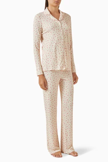 Stretch Ribbed Pyjama Set in Stretch-modal