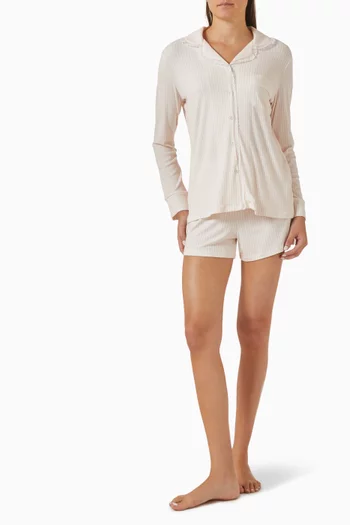 Stretch Ribbed Short Pyjama Set in Stretch-modal
