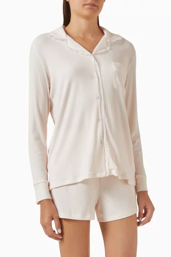 Stretch Ribbed Short Pyjama Set in Stretch-modal
