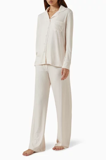 Ribbed Pyjama Set in Stretch-modal