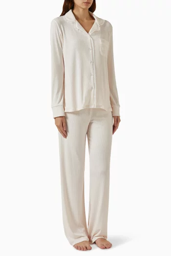 Ribbed Pyjama Set in Stretch-modal
