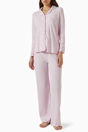 Scallop Pyjama Set in Stretch-modal
