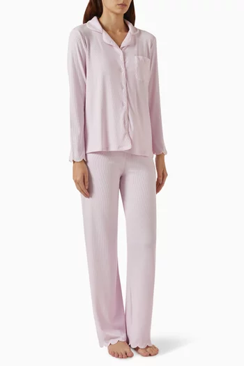Scallop Pyjama Set in Stretch-modal