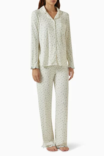 Scallop Pyjama Set in Stretch-modal