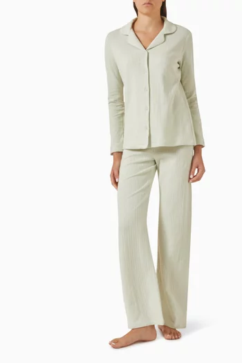 Double Pointelle Pyjama Set in Cotton