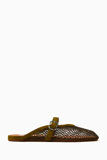 Fishnet Flat Slippers in Mesh