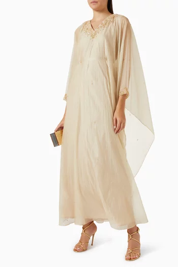 Embroidered Thoub in Crushed Organza