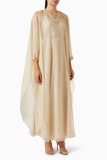 Embroidered Thoub in Crushed Organza