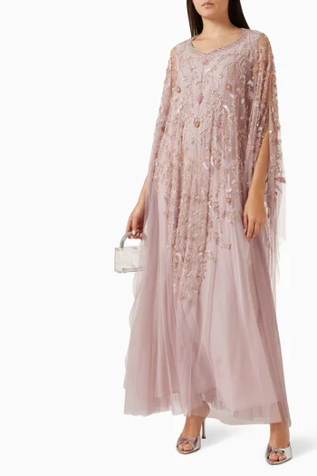 Embroidered Thoub in Tulle
