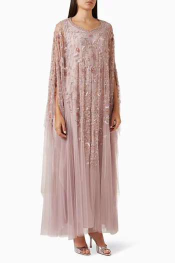 Embroidered Thoub in Tulle