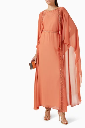 Embroidered Kaftan in Chiffon