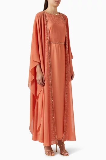 Embroidered Kaftan in Chiffon